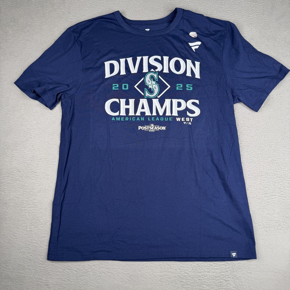 Seattle Mariners Shirt Mens Large Blue MLB Baseball Fanatics Champs 2025 Tee